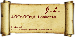 Járányi Lamberta névjegykártya